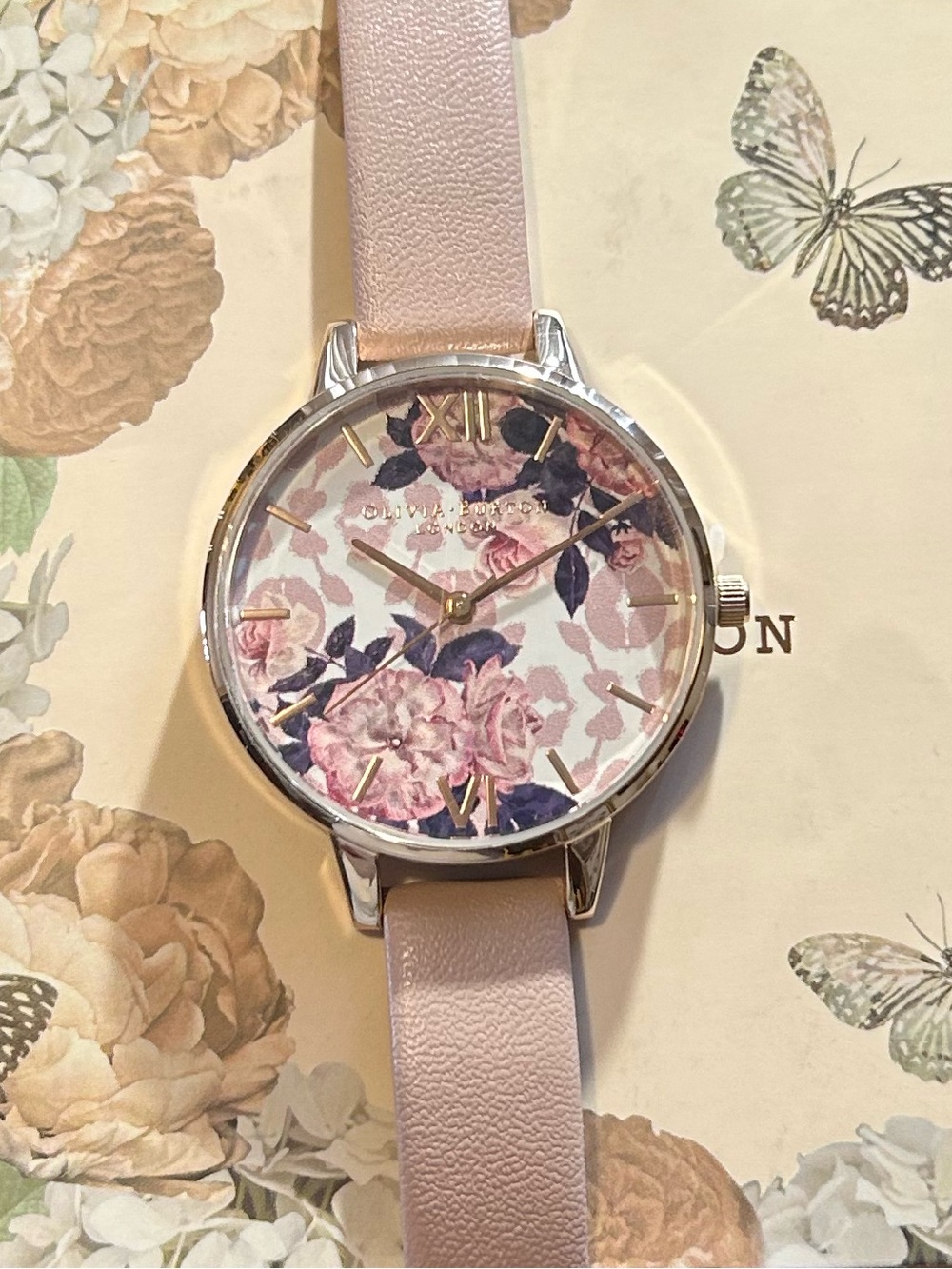 Olivia Burton Watch With 34mm Floral Face & Pink Band